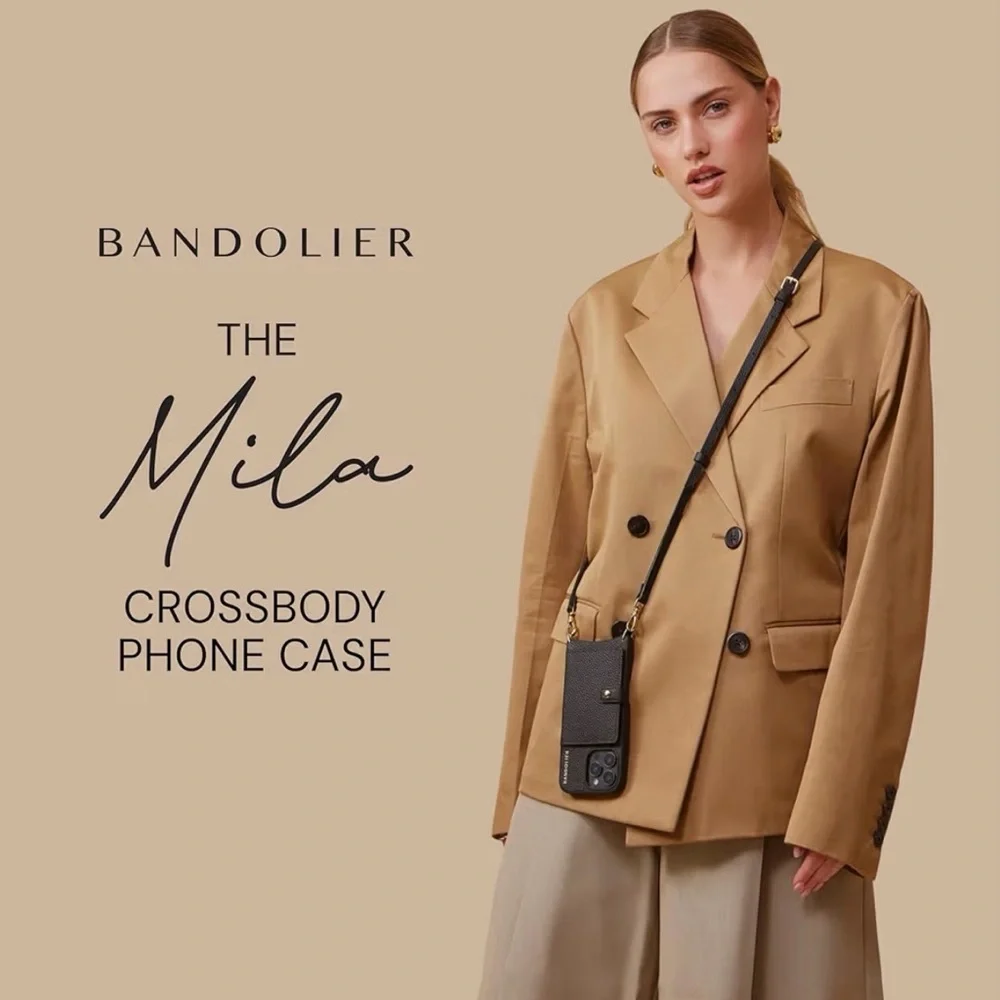 Bandolier Mila Black Leather Crossbody Phone Case for iPhone 15 Pro Max - EUC - Picture 9 of 10